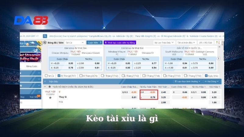 DA88 Kèo tài xỉu là gì? Những tỷ lệ kèo tài xỉu tại nhà cái DA88